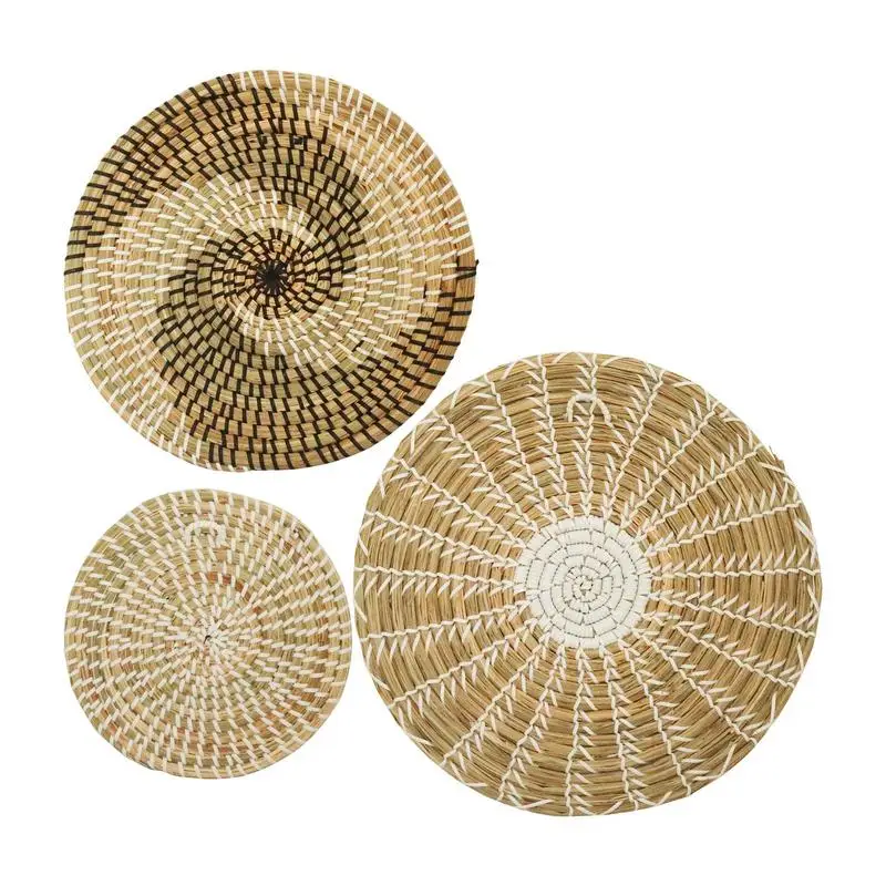 

Nordic Style Seagrass Wall Decor Round Rattan Basket Wall Decoration Rattan Crafts Wall Hanging Frame Handwoven Hanging