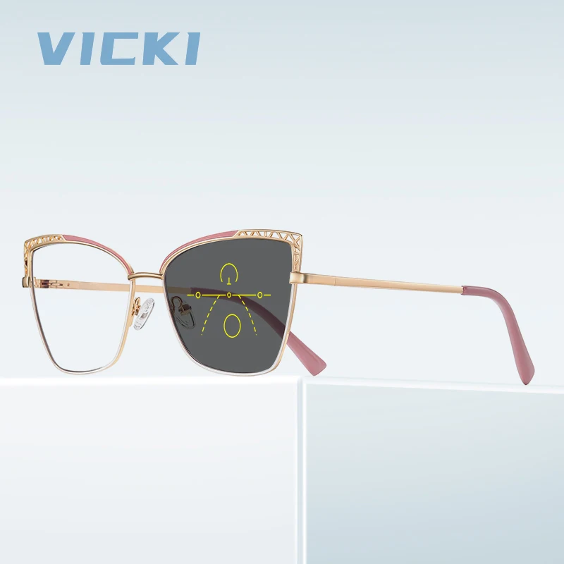 VICKI металлические персонализированные анти-синие фотохромные очки для чтения