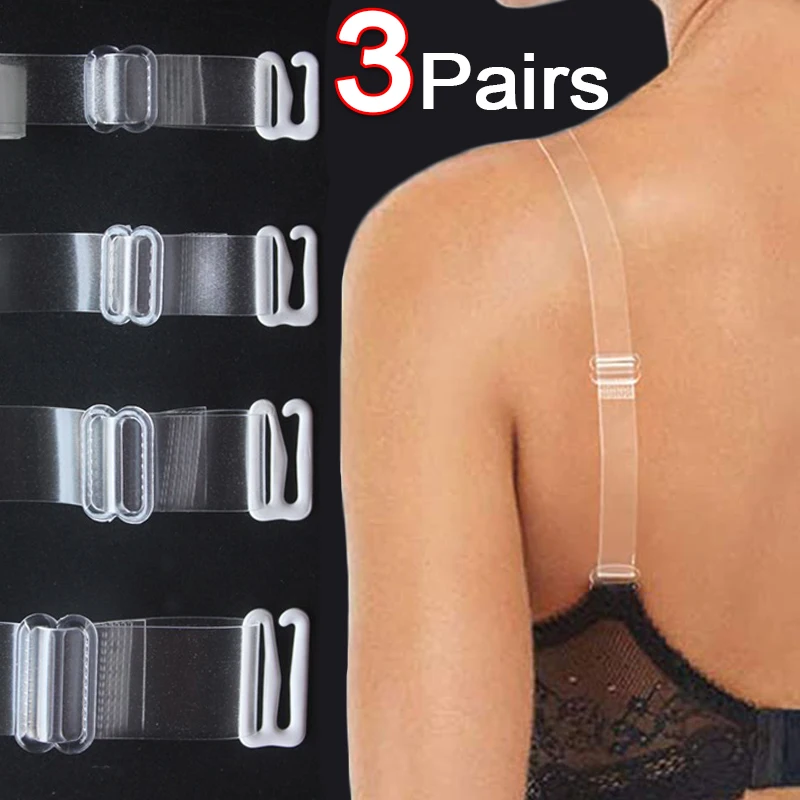 3 Pairs Invisible Bra Straps Transparent Detachable Adjust Shoulder Strap Women Elastic Silicone Bra Belt Underwear Accessories