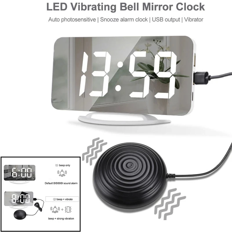 Multifunctional Dual Usb Charging Mute Bedside Luminous For Deaf And Hard Of Hearing Snooze