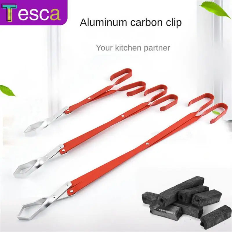 

Fireplace Charcoal Clip Aluminum Carbon Clip Long Handle Grill Camping Fire Pit Tool Fire Pits Accessories Bbq Charcoal Red
