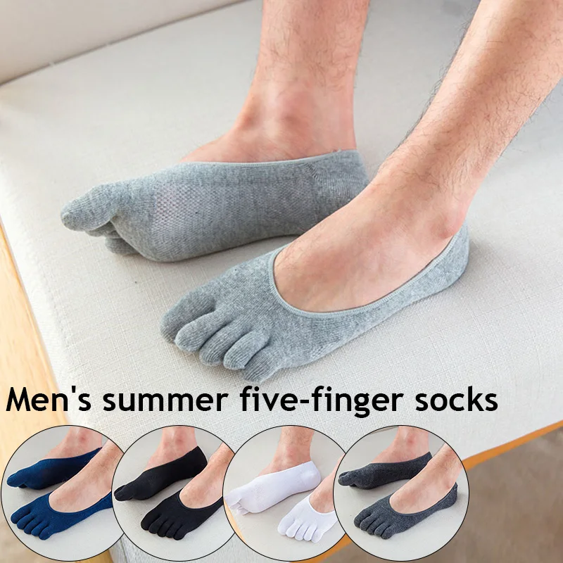 

Men's Slipper Toe Socks Summer Mesh Thin Cotton Split-toe Sweat-absorbing Boat Sock Ankle Socks Breathable Five Finger Socks