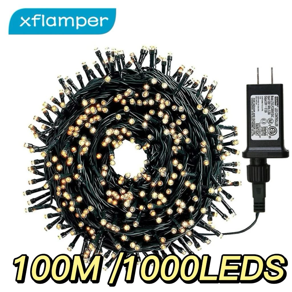 100M Fairy String Light Outdoor 100LED IP65Waterproof 8 Modes Green Wire for Christmas Party Wedding Garden Holiday Decoration