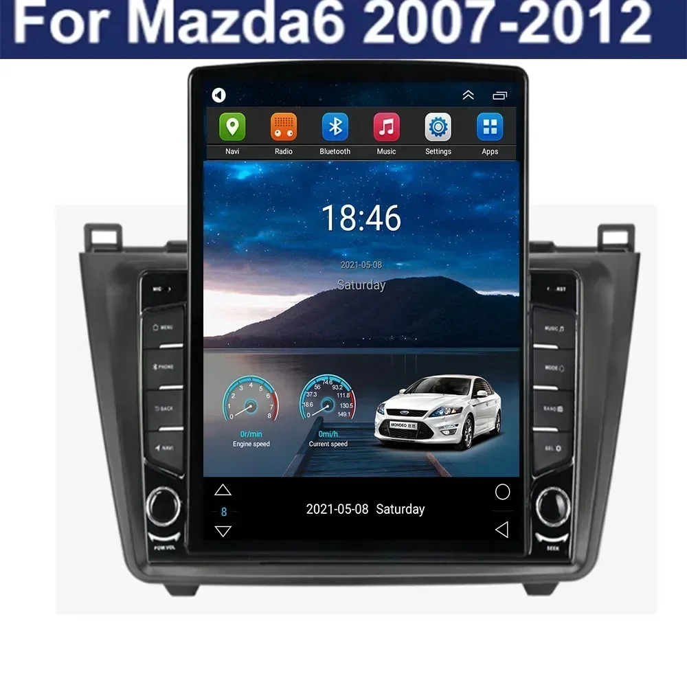 Для Tesla Style 2 Din Android 13 Автомобильный радиоприемник для Mazda 6 Rui wing 2007-2012