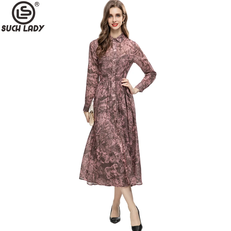 

Женское модельное платье с отложным воротником, осеннее платье с длинным рукавом и принтом
