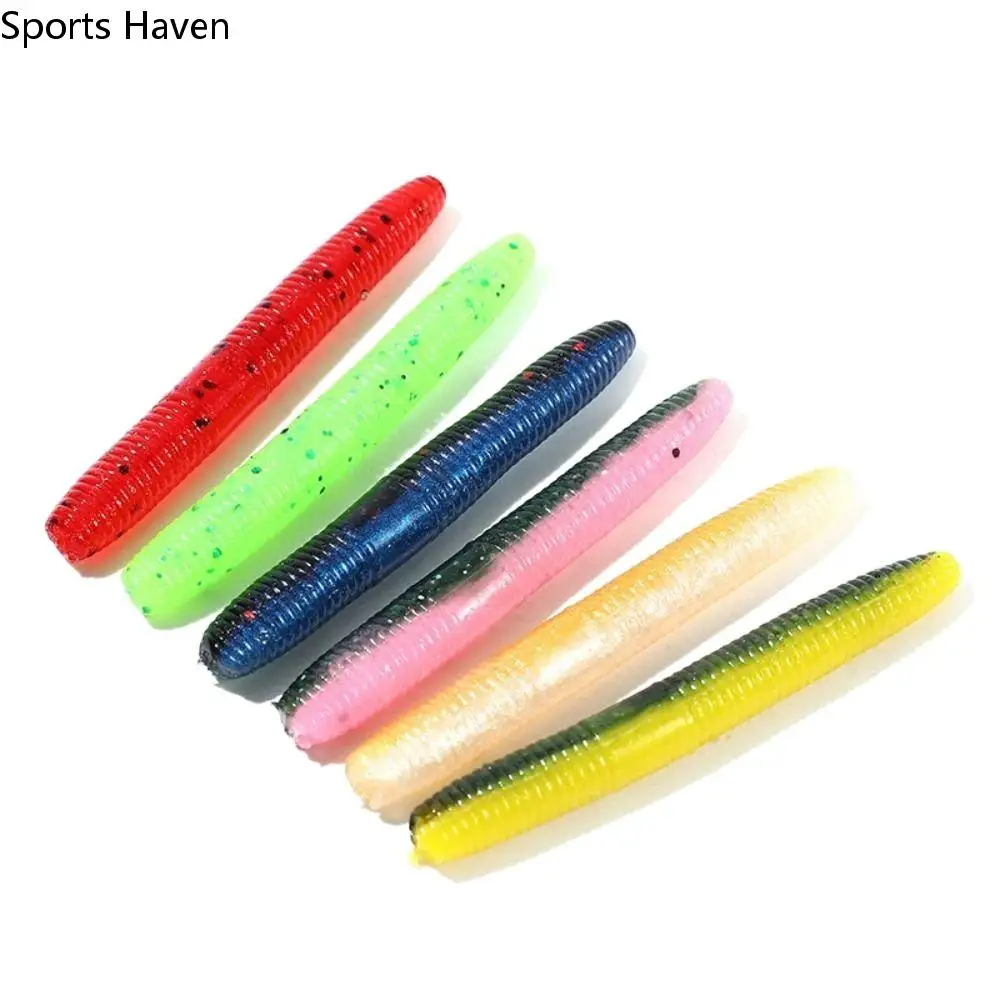 

10 PCS/Bag Artificial Straight Tail Salted Jig Bass Silicone Wobblers Carp Fishing Soft Lures Fishing Accessories