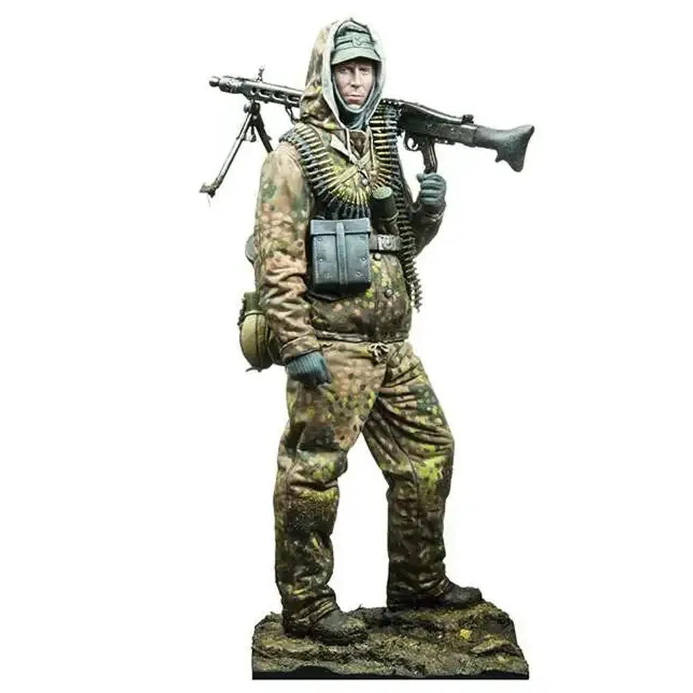 Фото Масштаб 1/24 AndreaWorld MG42 SS Schutze 1944, модель солдата из смолы, неокрашенная миниатюрная игрушка для рукоделия, комплект статуи Варрио №1