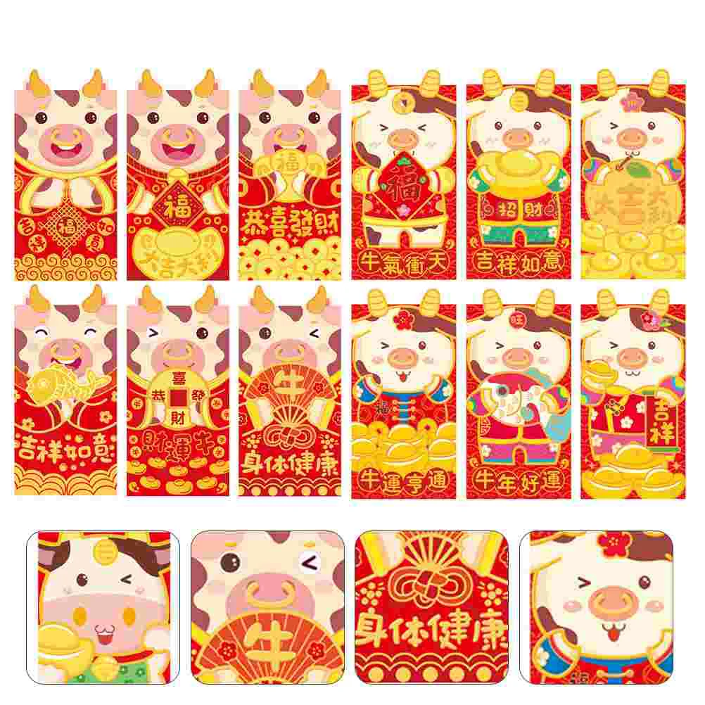 

36Pcs Red Envelope Stylish Cartoon Pretty Red Envelope Packet for New Year Gift