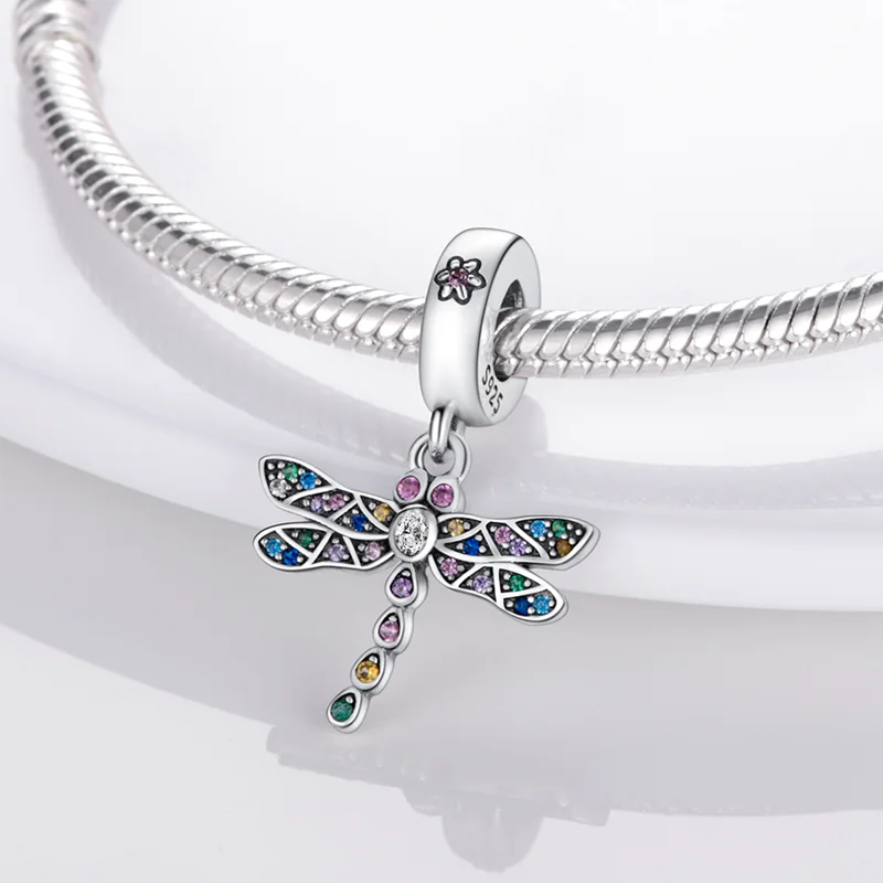 

Authentic 925 Sterling Silver Shiny Dragonfly Charm For Original Pandora Silver DIY Bracelet Bangle jewelry Make beads KJC169