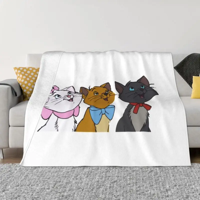 

Флисовое одеяло с забавным котом Мари, ультра-мягкое теплое Фланелевое покрывало с мультяшным рисунком, для кровати, путешествий, дивана, по...