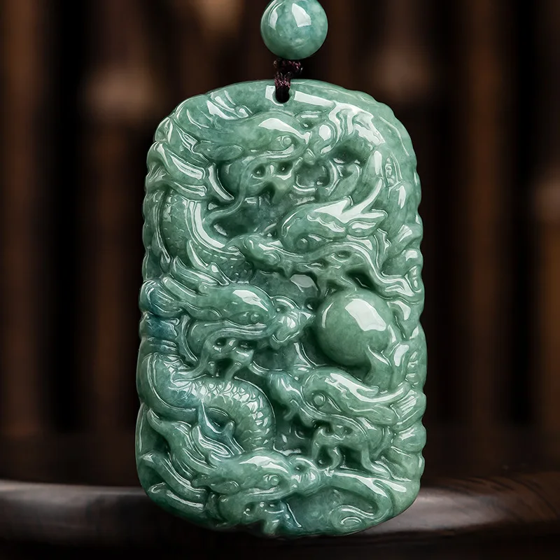 

Mai Chuang/jade Kowloon protector zodiac dragon Emerald Necklace Pendant Fashion Personality Jewelry Men And Women Couple Gift