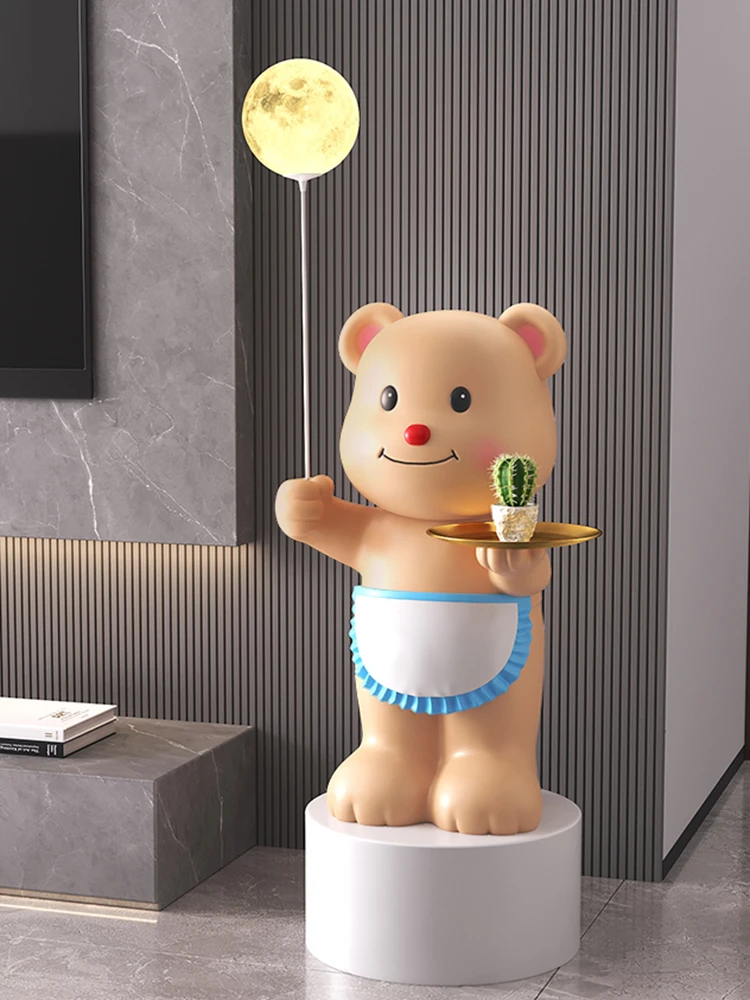 Скульптура милый фартук медведь украшение для пола копилка звук гостиная ТВ-шкаф