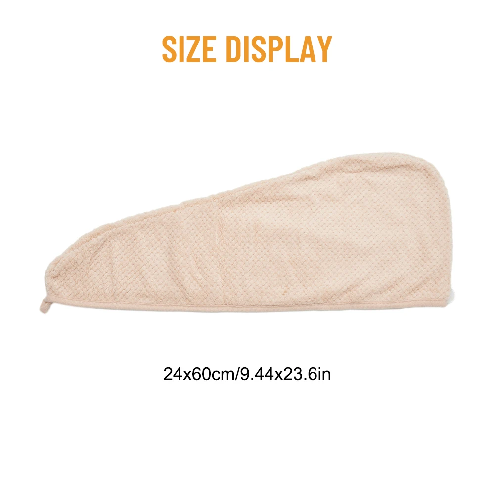 

Hair Wrap Shower Cap Soft Microfibre Quick Dry Towel Bathroom Accessories Strong absorption water Button & loop