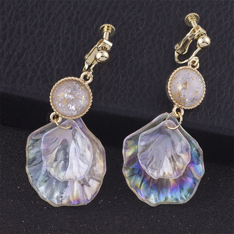 Original Summer Mermaid Bubbles Shell Dangle Earrings For Women 2023 Fairy Tale Korean Glass Ball Drop Earrings Jewelry ohrringe
