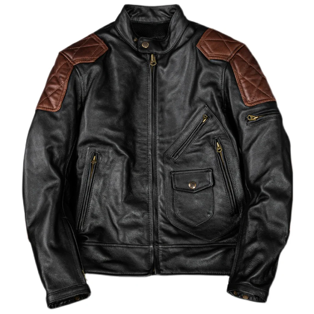 

Для мужской куртки из воловьей кожи, Мужская мотоциклетная трикотажная модель, женская зимняя одежда из натуральной кожи, ветровка, пальто