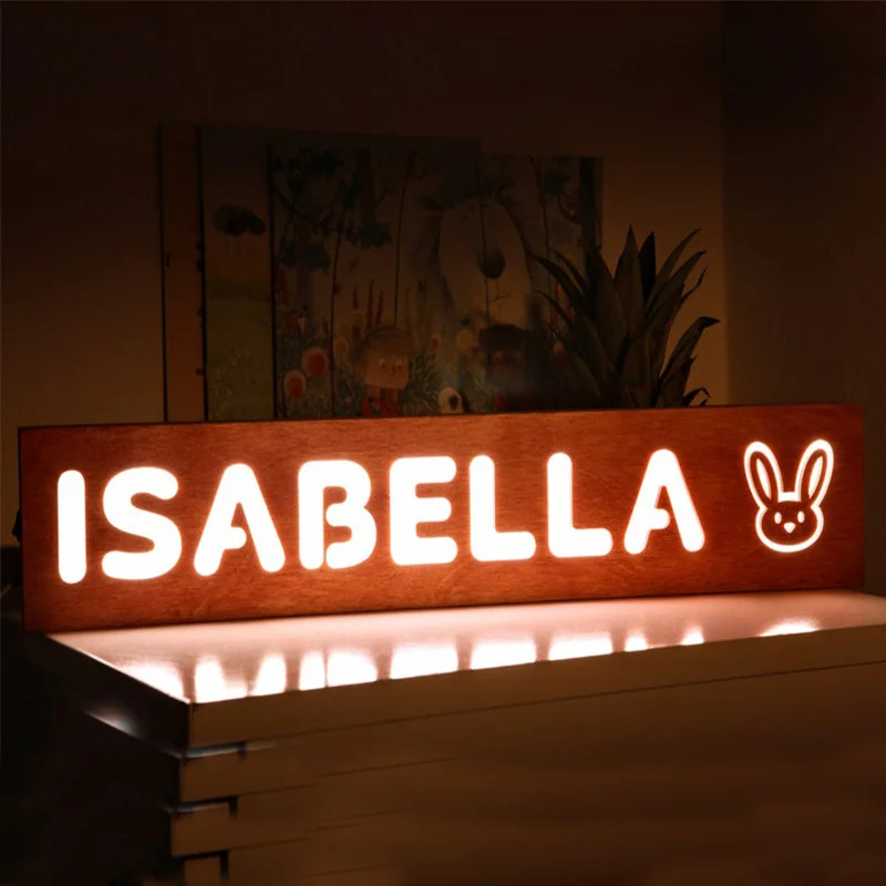 

Creative Christmas Gift Baby Customized Night Light Colorful Dimmable Wall Light Child Bedroom Decoration Wooden Customized Lamp