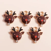 10pcs cartoon animal deer charms for jewelry making enamel christmas antlers charms pendants for diy necklaces earrigns gifts