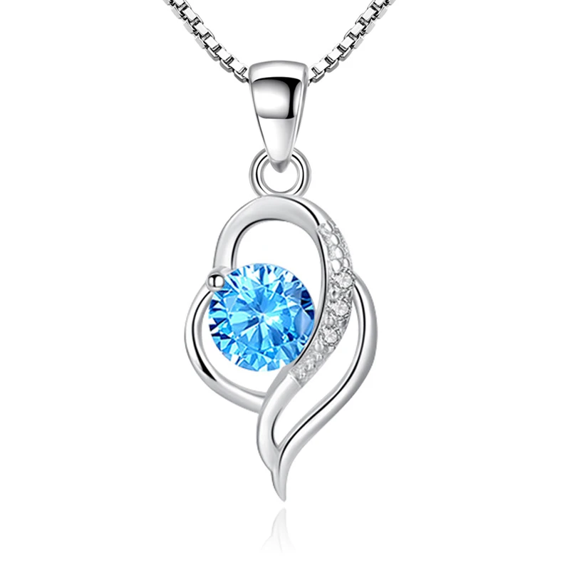 

New 925 Silver Plated Women Necklace Luxury High Quality Crystal Zircon Pendant Necklaces For Women Girl Party Jewelry Gifts