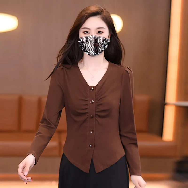 Женская рубашка с длинными рукавами осень 2024 новый красный топ модный западный Sle