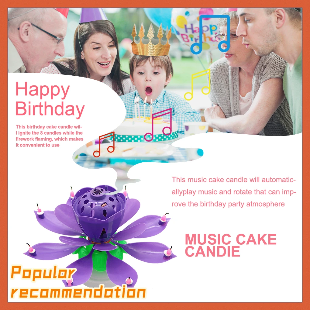 

Plastic Double Layer Rotary Blossom Lotus Flower Music Birthday Cake Candles