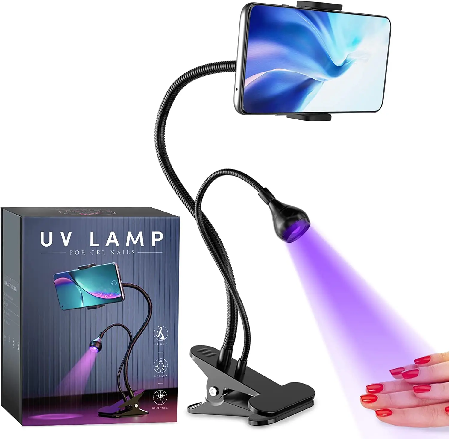 

UV Light For Nails 5W Nail Lamp With Phone Holder LED Nail Dryers 4 Gears UV Light For Gel Cure Nails Polish USB Plug