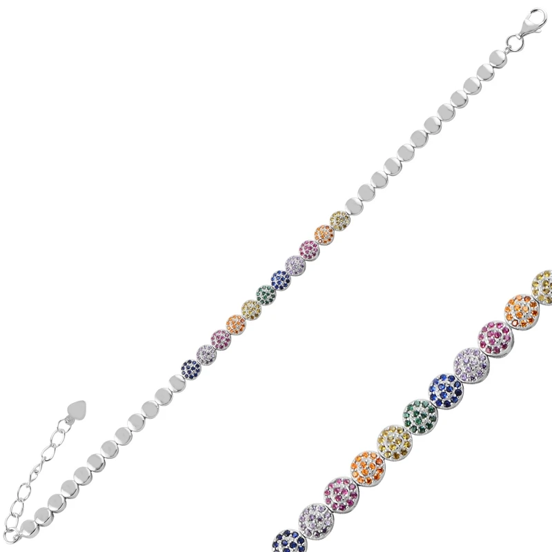 

Silver 925 Sterling Mixed Color Zircon Stone Bracelet
