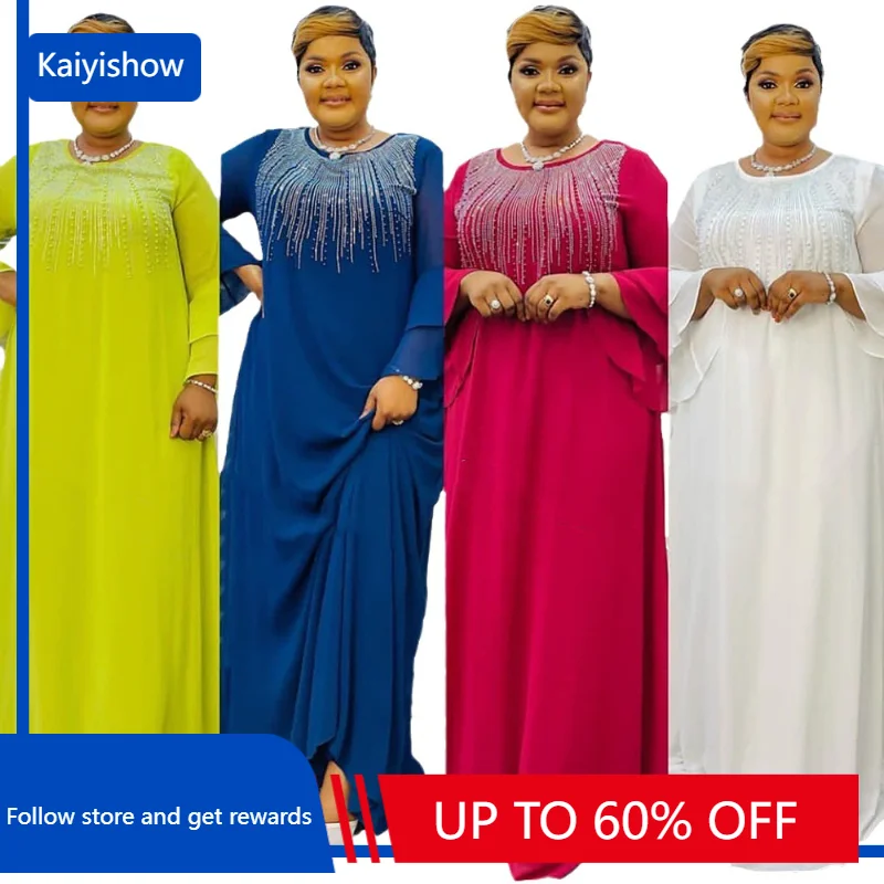 

Autumn African Dresses for Women African Women Long Sleeve O-neck Polyester Green Red White Plus Size Long Robes With Inner