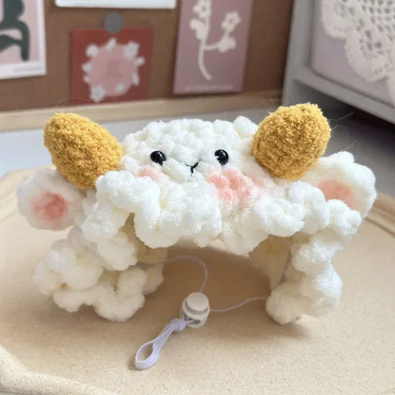 Милая вязаная шапка с котом эластичная отверстиями для ушей Мультяшные животные