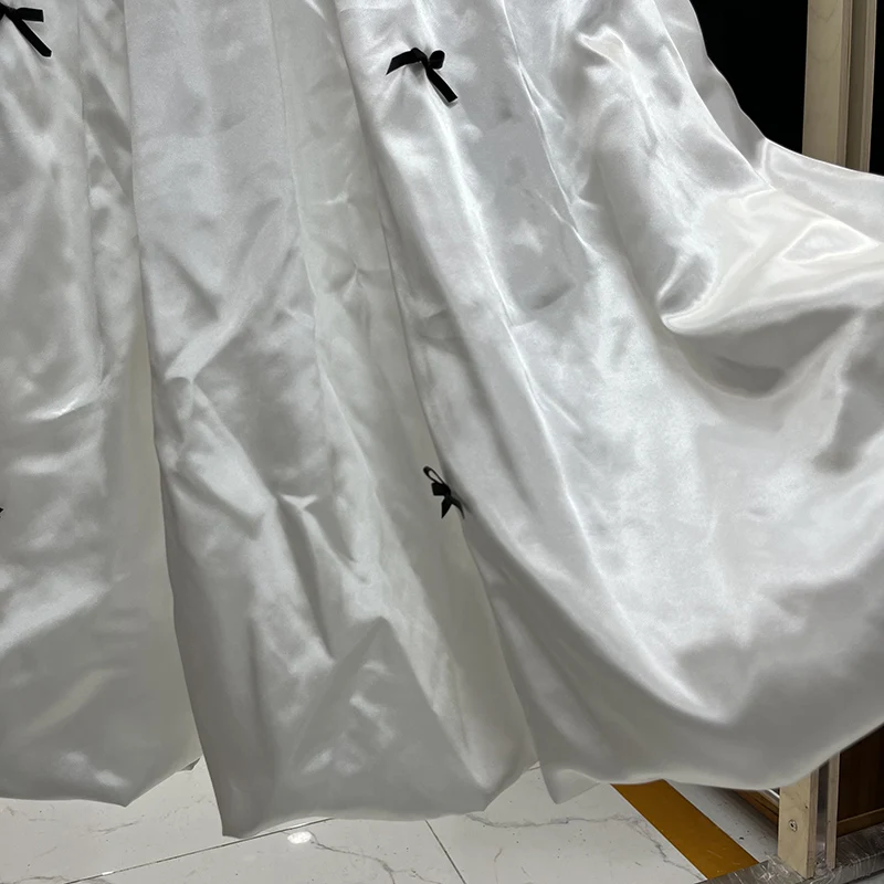 Юбка женская трапециевидная плиссированная с бантом и цветами