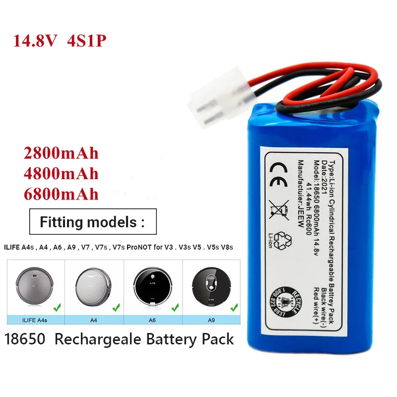 

superior quality Rechargeable Battery 14.8V 6800mAh robotic vacuum cleaner accessories parts for Chuwi ilife A4 A4s A6