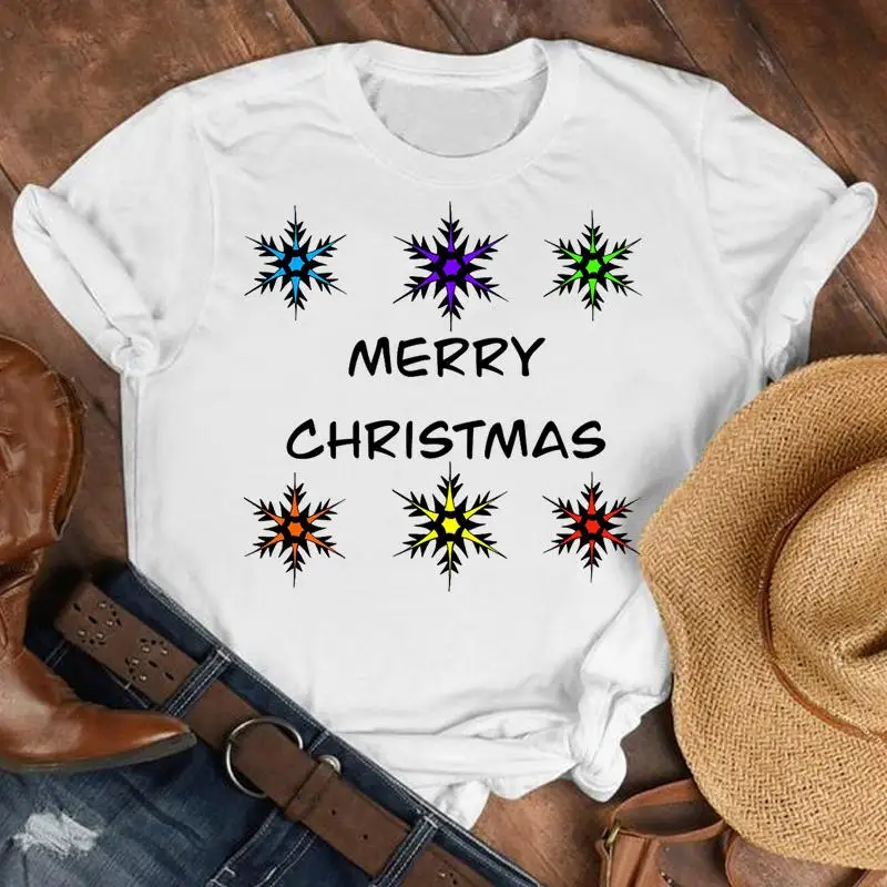 

Women Fashion Snowflake New Trend Merry Christmas Holiday Winter Tshirt Nice Top Graphic Pretty Shirt T Tee New Year T-shirt