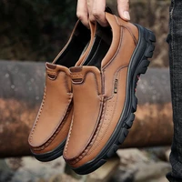mens genuine leather shoes 38 47 head leather soft anti slip rubber loafers shoes man casual real leather shoes men