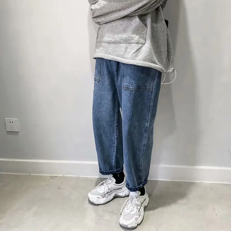 Джинсы DenimJeans мужские Брендовые прямые свободные с широкими штанинами