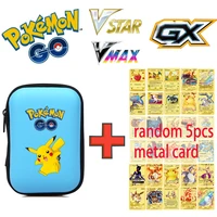 pokemon pikachu game cards holder album hard casebook earphone storage box v vmax gx matal card toy gift for childs