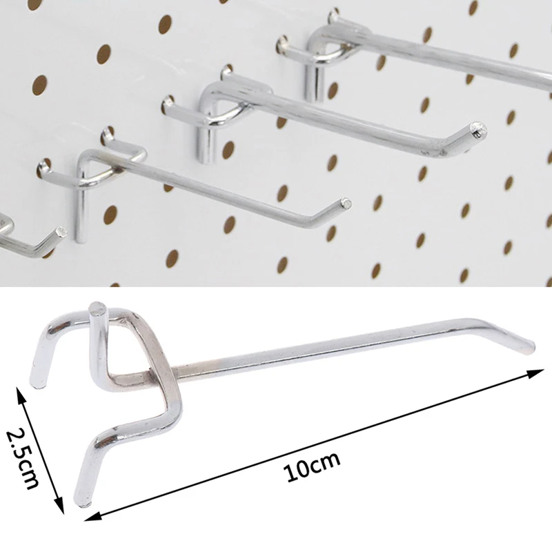 5Pcs Grid Wall Mesh Display Hooks Storage Racks Retail Shop Peg Goods Shelf Metal Panel Hang Fits Perforated Workshop Hook Arm images - 6