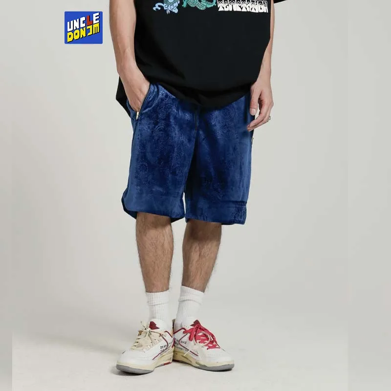 

UNCLEDONJM Embossed allover shorts basketball shorts drawstring shorts for men summer men casual shorts baggy sweat shorts