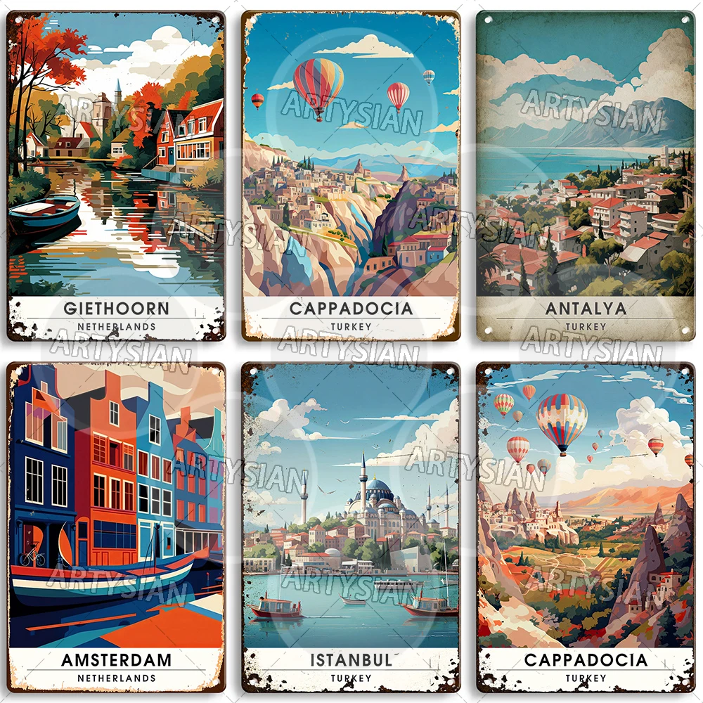 Нидерланды Турция Путешествие городской пейзаж Металлический знак Стамбул