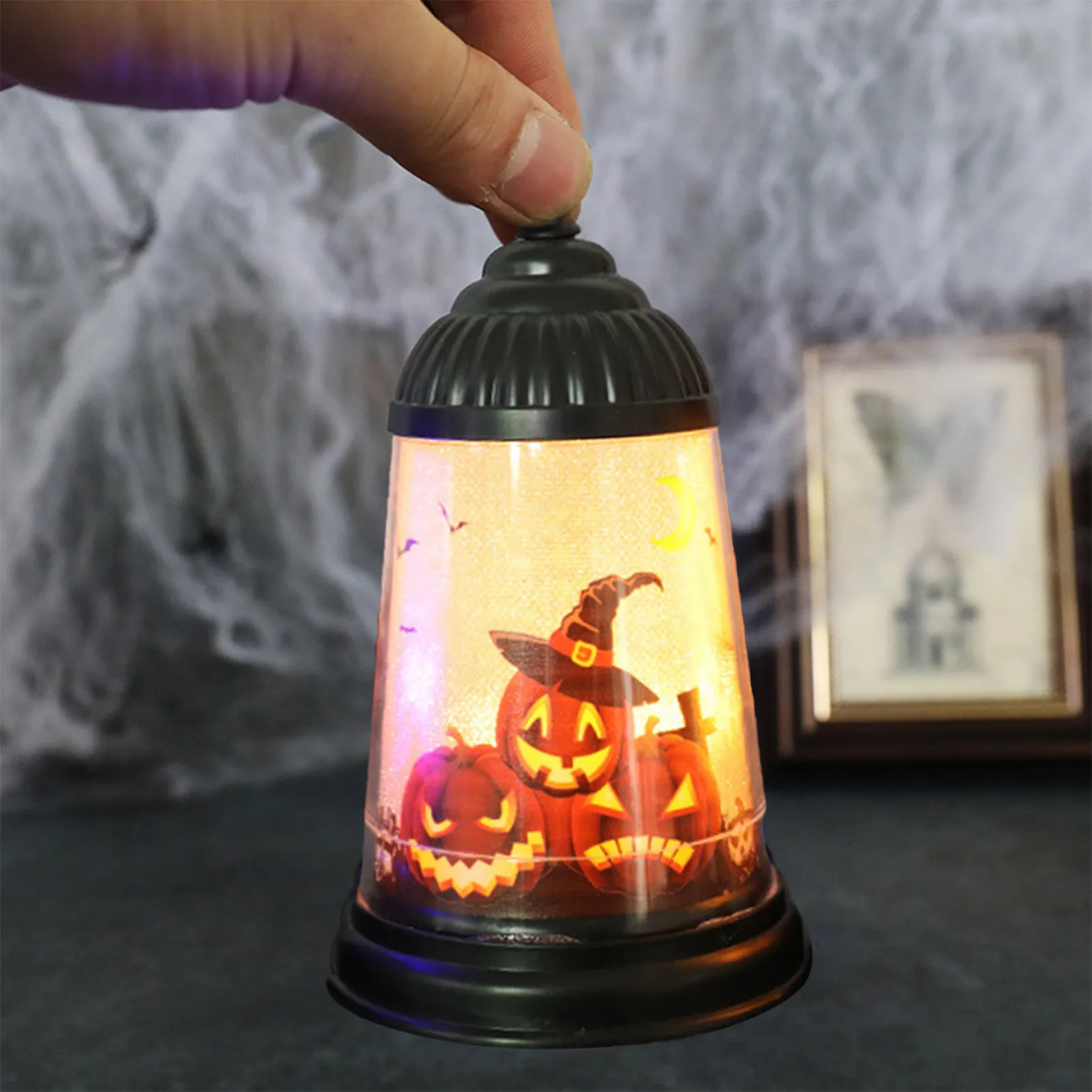 Halloween Lantern LED Light Pumpkin Cat Witch Decorative Candle Lanterns Halloween Decorations For Home Garden Patio Pathway