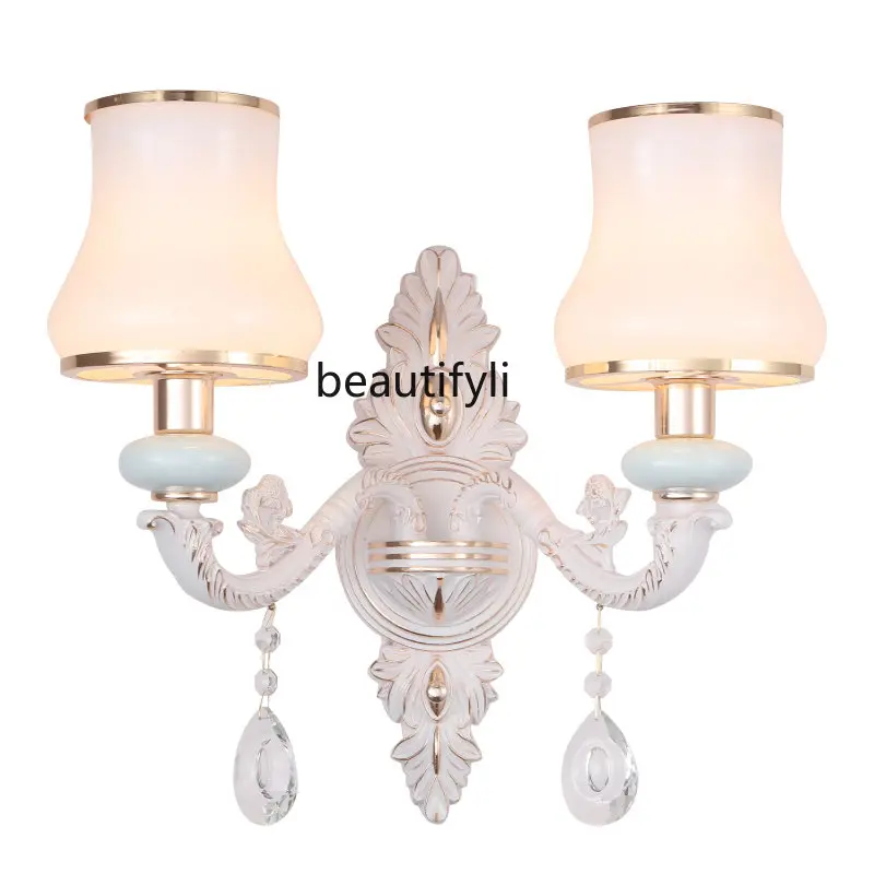 

Белая настенная лампа yj в европейском стиле, настенный светильник для гостиной, фоновая лампа для коридора отеля, инженерная лампа