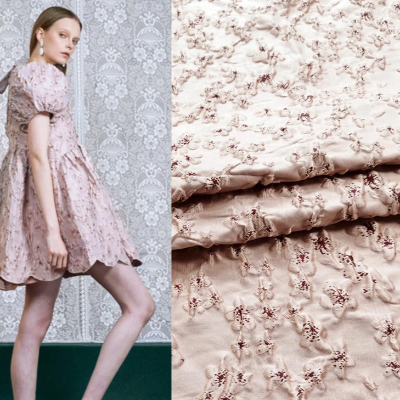 

Jacquard Fabric Cherry Blossom Three-dimensional Relief Spring and Summer Skirt Trench Coat Suit Custom Clothing by the Meter