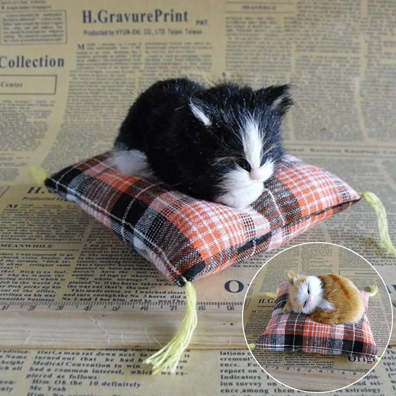 

Simulation Mini Cat Cute Cloth Pad Plush Cats Children Birthday Gifts Creative Imitation Cat Ornaments Home Decoration Supplies