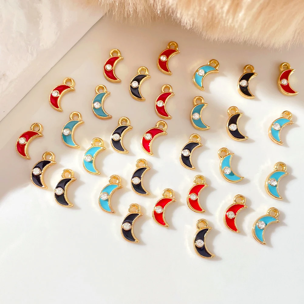 

10Pcs New High Quality Enamel Moon Charms DIY Jewelry Making Fine Pendants Earrings Bracelet Necklace Accessories Wholesale Bulk