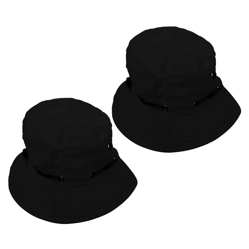 

2X Hat Polyester Fishing Brim Visor Summer Men Camping Black