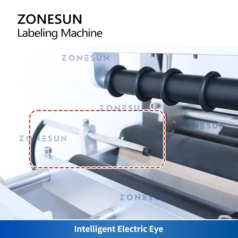 Фото ZONESUN ZS-TB101 Настольная этикетировочная машина для круглых бутылок, вода, напитки, косметические товары №5