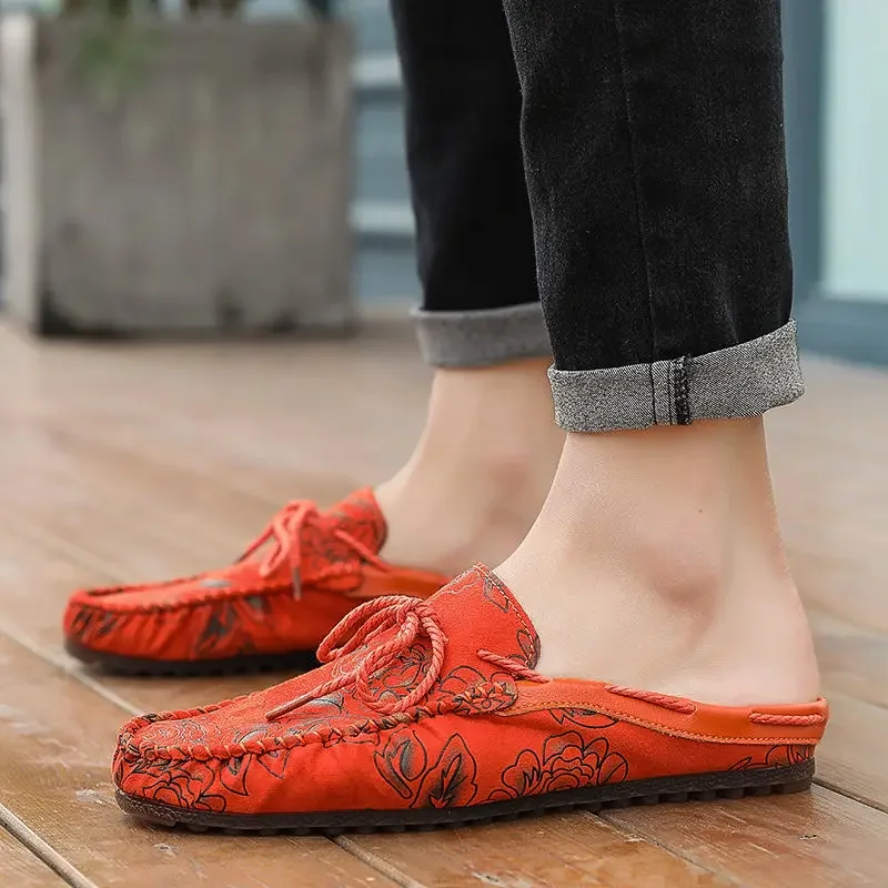 Мюли мужские из натуральной кожи летние тапочки сланцы модная забавная