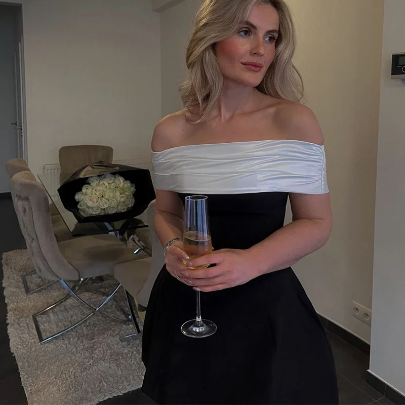 Сексуальные женские короткие платья без бретелек с большим бантом мини-вечернее