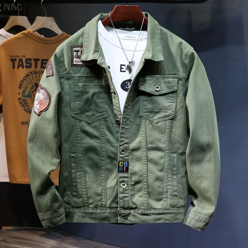 Новинка Весна 2024 красивая джинсовая куртка с тканевой вышивкой Мужская