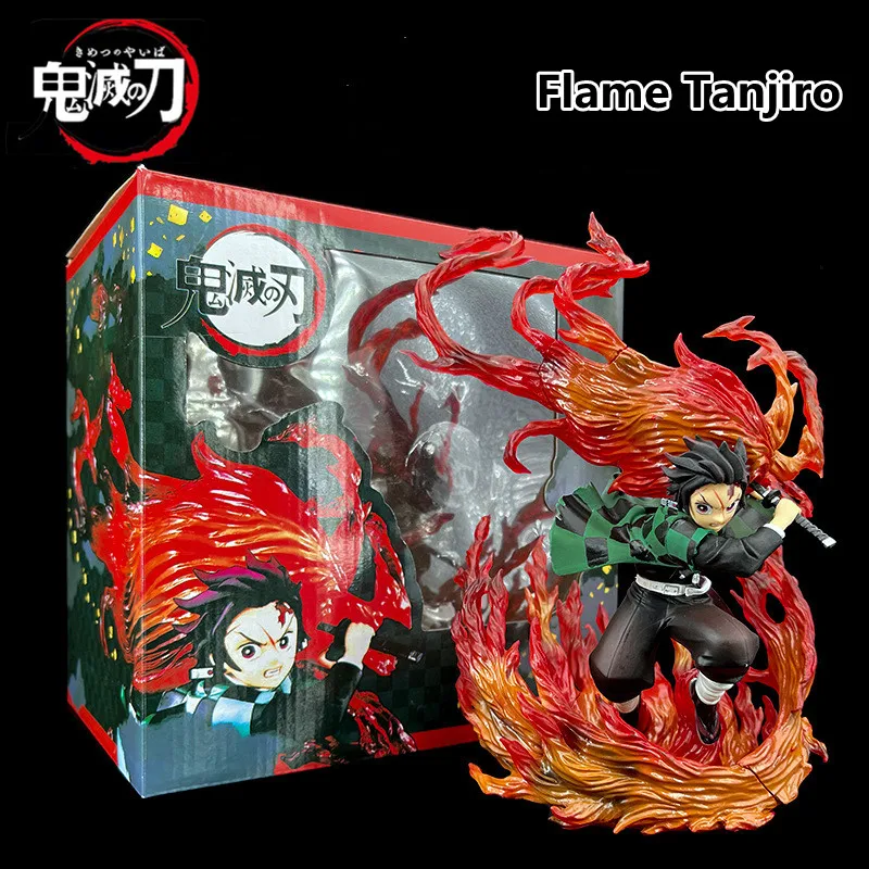 

23CM Demon Slayer Anime Figure Flame Tanjirou Anime Statue Pvc Action Figure Personality Collection Model Ornament Decoration