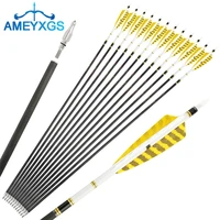 612pcs archery pure carbon arrow 31inch spine 250 300 350 400 500 600 with turkey feather id 6 2mm hunting shooting accessories