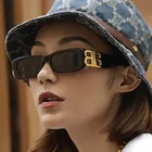 Солнцезащитные очки Квадратные женские, роскошные брендовые винтажные дизайнерские маленькие модные солнечные очки с чёрными, зелеными, белыми линзами, с защитой от ультрафиолета, 2022